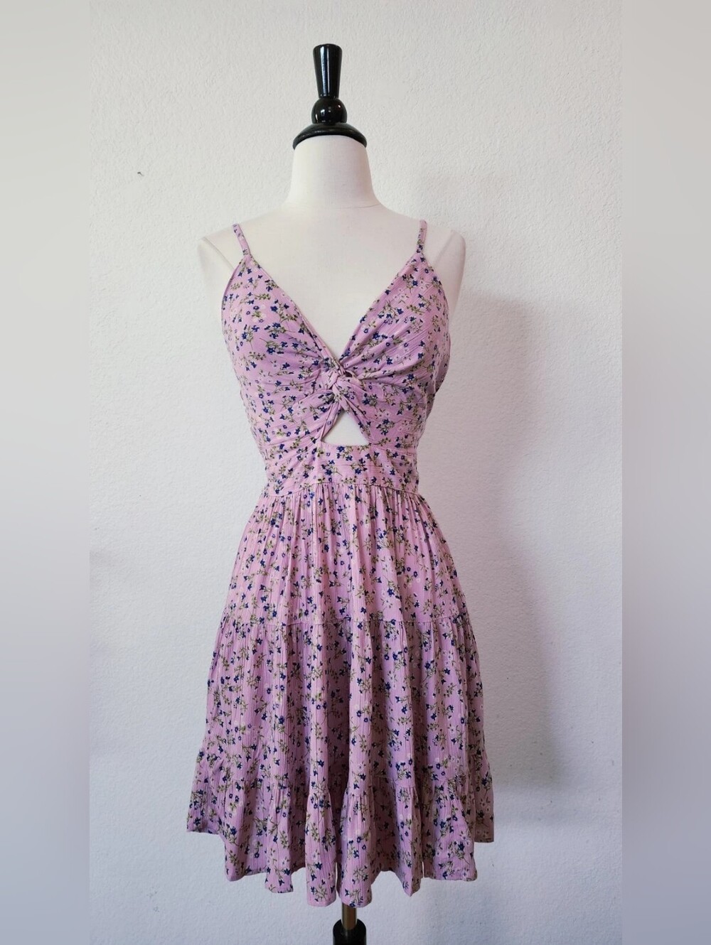 Floral Twist-Front Pink Sundress